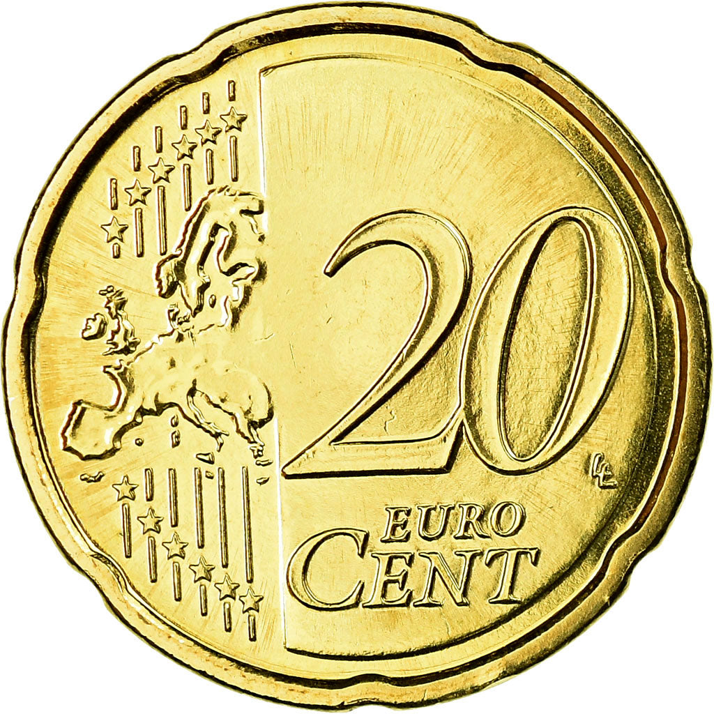 France, 20 Euro Cent, 2012, MS(65-70), Brass, KM:1411