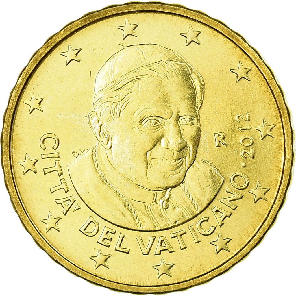 VATICAN CITY, 10 Euro Cent, 2012, MS(65-70), Brass, KM:385