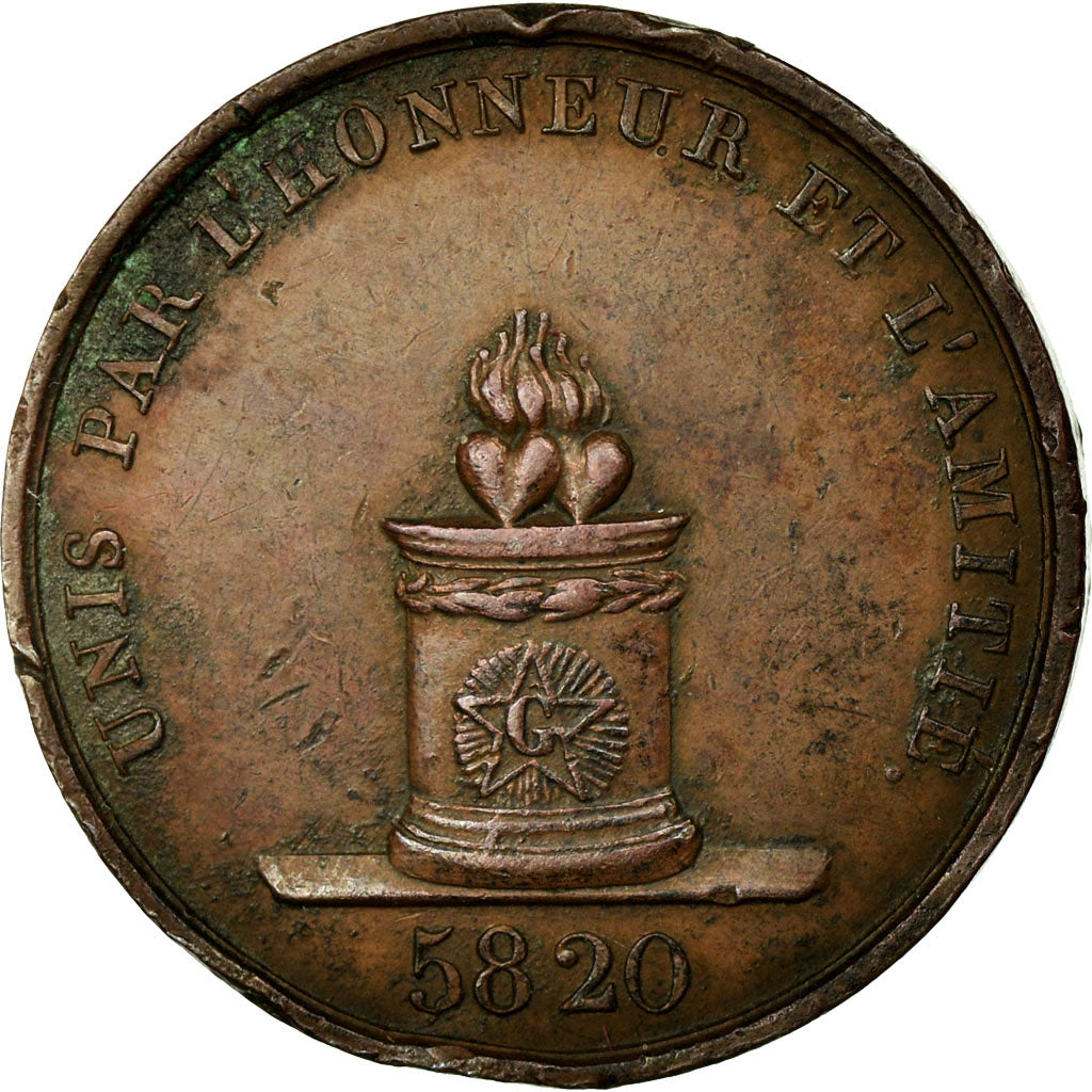 France, Jeton, Masonic, 1820, TTB, Cuivre