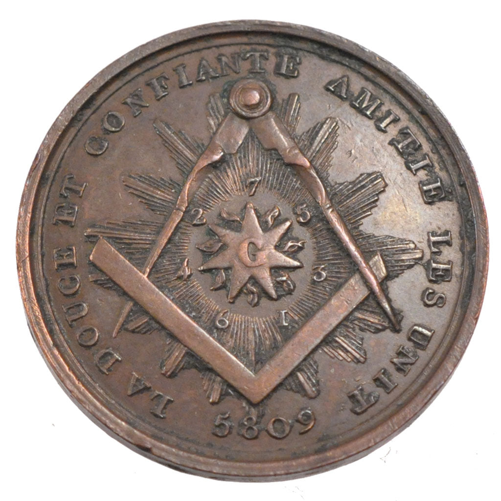 France, Masonic, Token, 1809, AU(50-53), Copper, 11.52