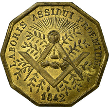 Francia, Token, Masonic, 1842, SPL-, Rame
