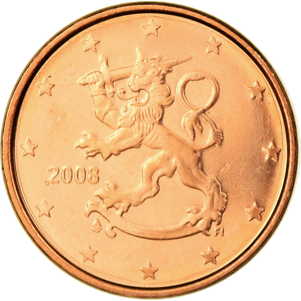 Finlandia, Euro Cent, 2008, Vantaa, MS(65-70), Miedź platerowana stalą, KM:98