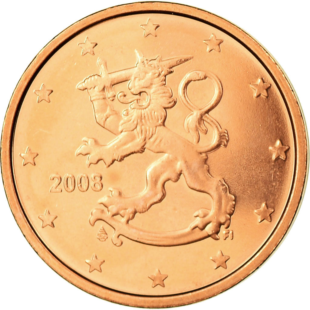 Finlandia, 2 Euro Cent, 2008, Vantaa, MS(65-70), Miedź platerowana stalą