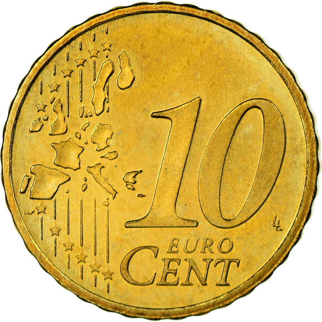 Luksemburg, 10 Euro Cent, 2003, Utrecht, MS(65-70), Mosiądz, KM:78