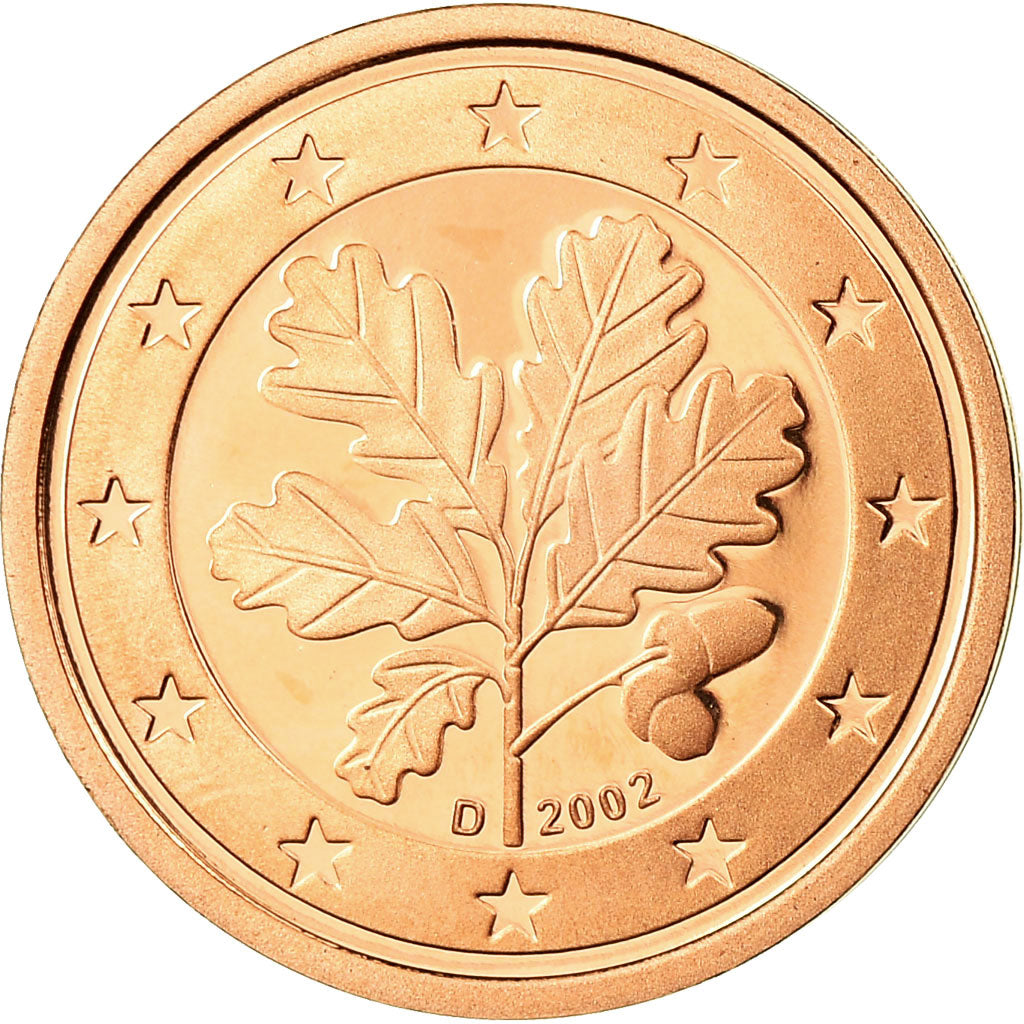 GERMANY - FEDERAL REPUBLIC, 2 Euro Cent, 2002, Proof, MS(65-70), Copper Plated