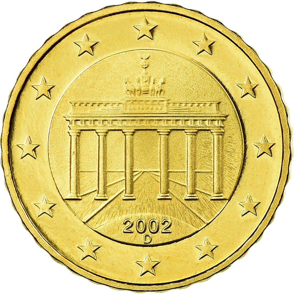 GERMANY - FEDERAL REPUBLIC, 10 Euro Cent, 2002, Proof, MS(65-70), Brass, KM:210