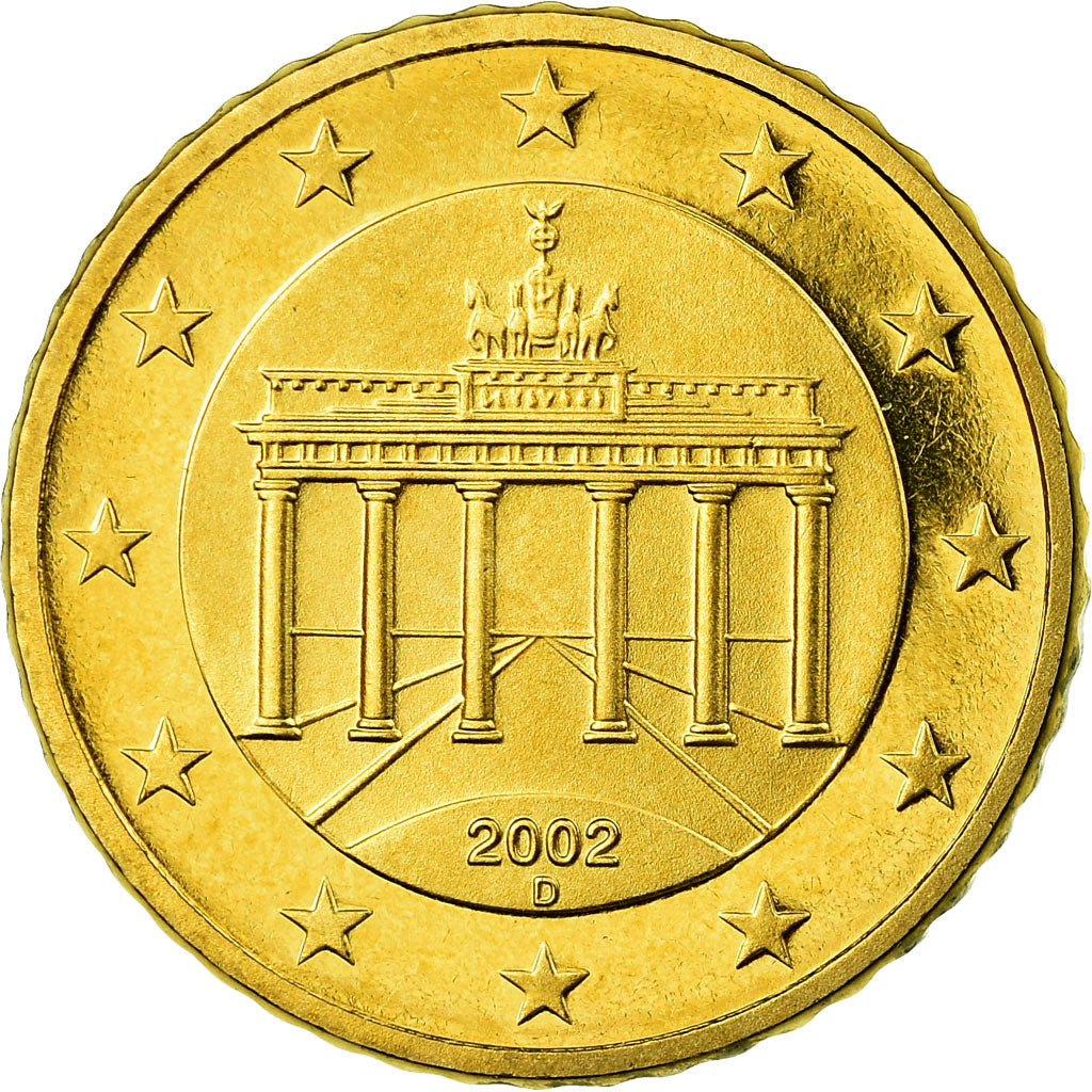 GERMANY - FEDERAL REPUBLIC, 50 Euro Cent, 2002, Proof, MS(65-70), Brass, KM:212