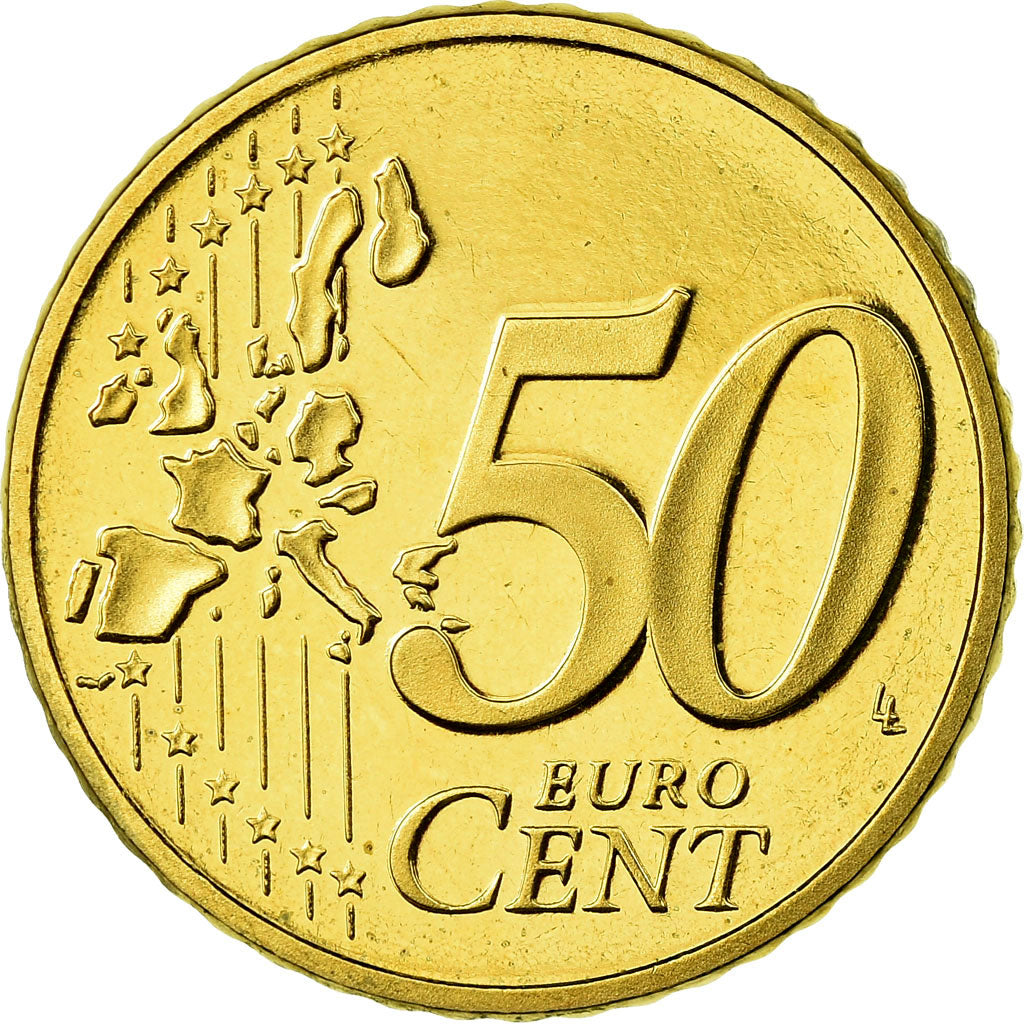 GERMANY - FEDERAL REPUBLIC, 50 Euro Cent, 2002, Proof, MS(65-70), Brass, KM:212