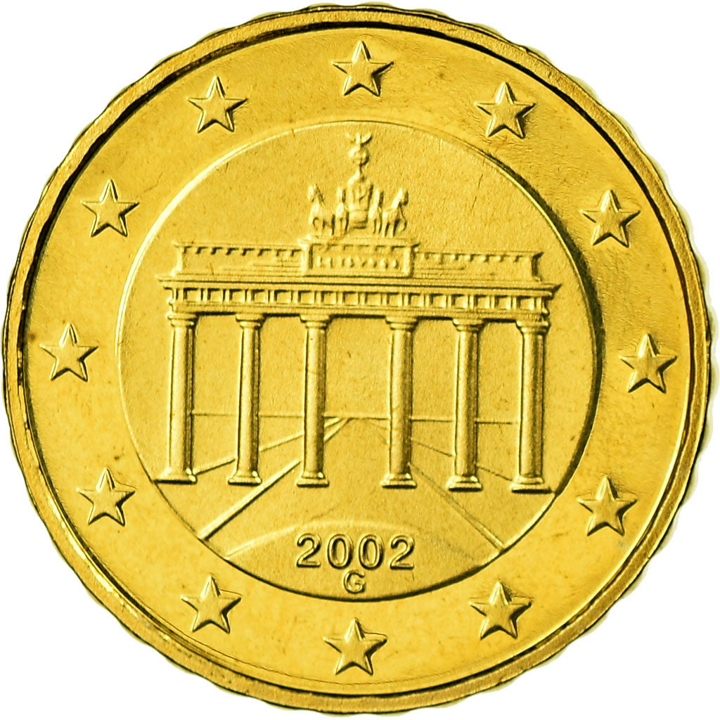GERMANY - FEDERAL REPUBLIC, 10 Euro Cent, 2002, Proof, MS(65-70), Brass, KM:210