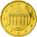 GERMANY - FEDERAL REPUBLIC, 20 Euro Cent, 2002, Proof, MS(65-70), Brass, KM:211