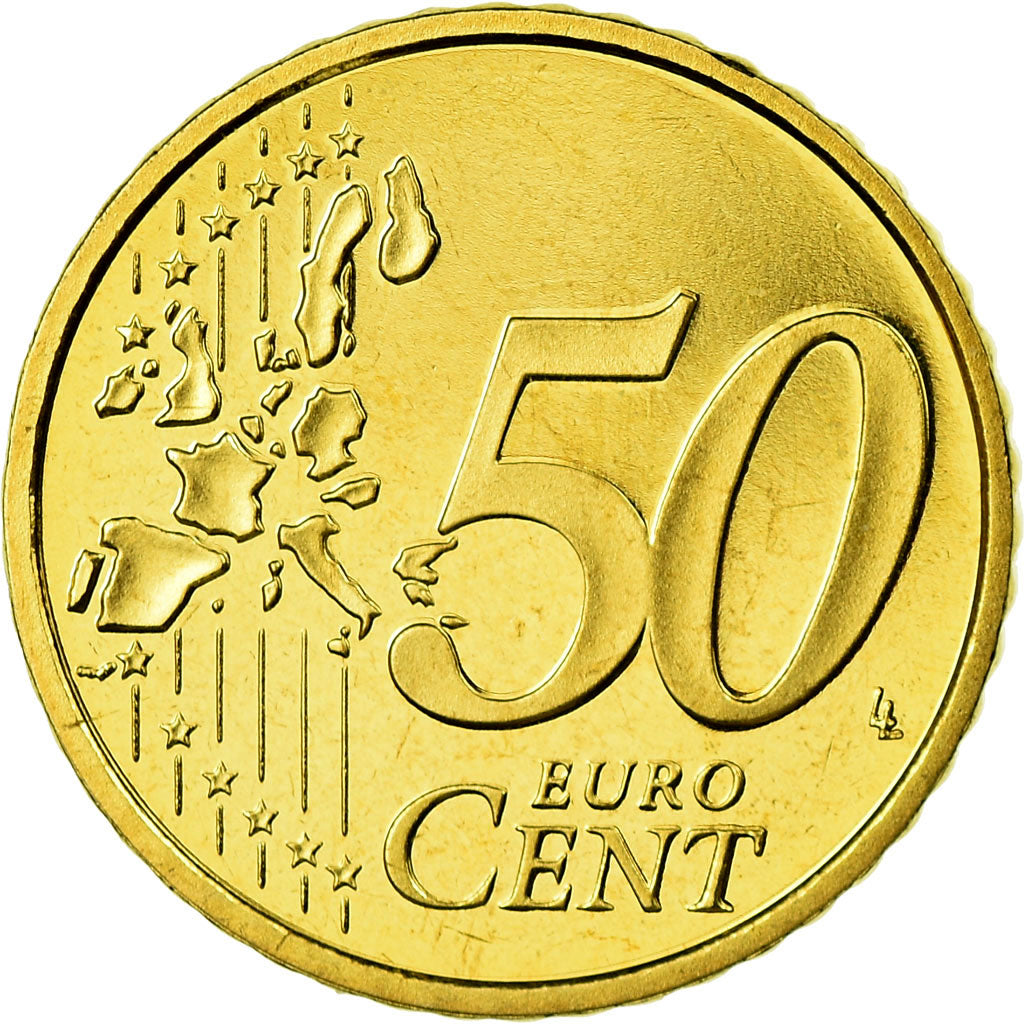 GERMANY - FEDERAL REPUBLIC, 50 Euro Cent, 2002, Proof, MS(65-70), Brass, KM:212