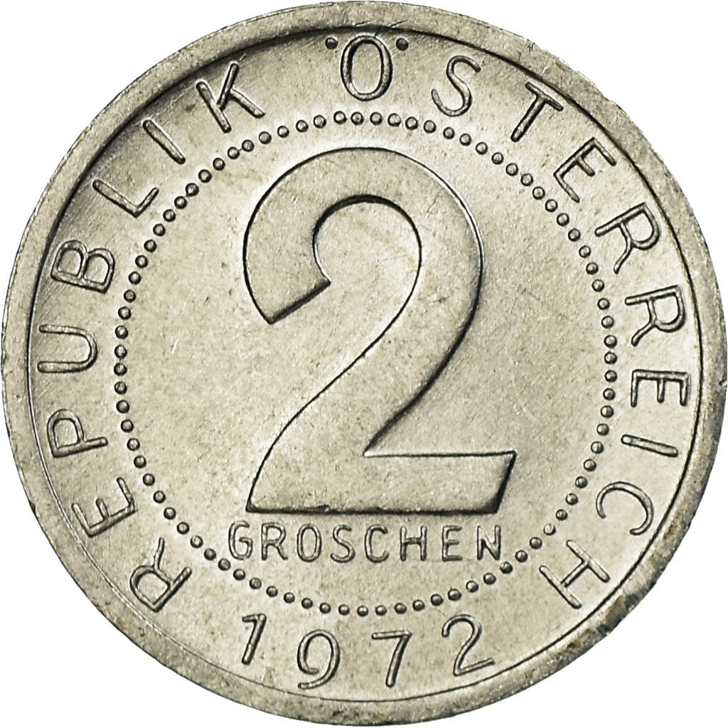 Coin, Austria, 2 Groschen, 1972, AU(55-58), Aluminum, KM:2876