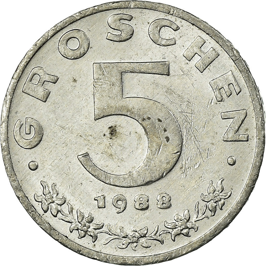 Coin, Austria, 5 Groschen, 1988, EF(40-45), Zinc, KM:2875