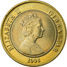 Coin, Gibraltar, Elizabeth II, 2 Pounds, 2008, AU(55-58), Bi-Metallic, KM:1092