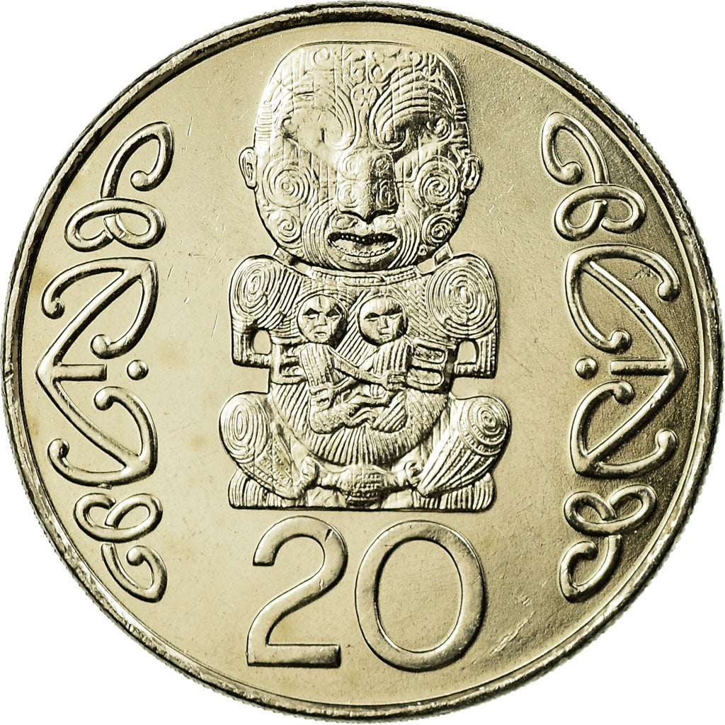Moneta, Nowa Zelandia, Elizabeth II, 20 Cents, 2002, MS(63), Miedź-Nikiel