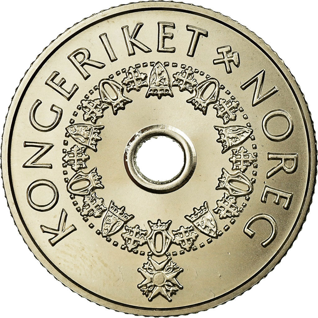 Coin, Norway, Harald V, 5 Kroner, 2008, MS(65-70), Copper-nickel, KM:463