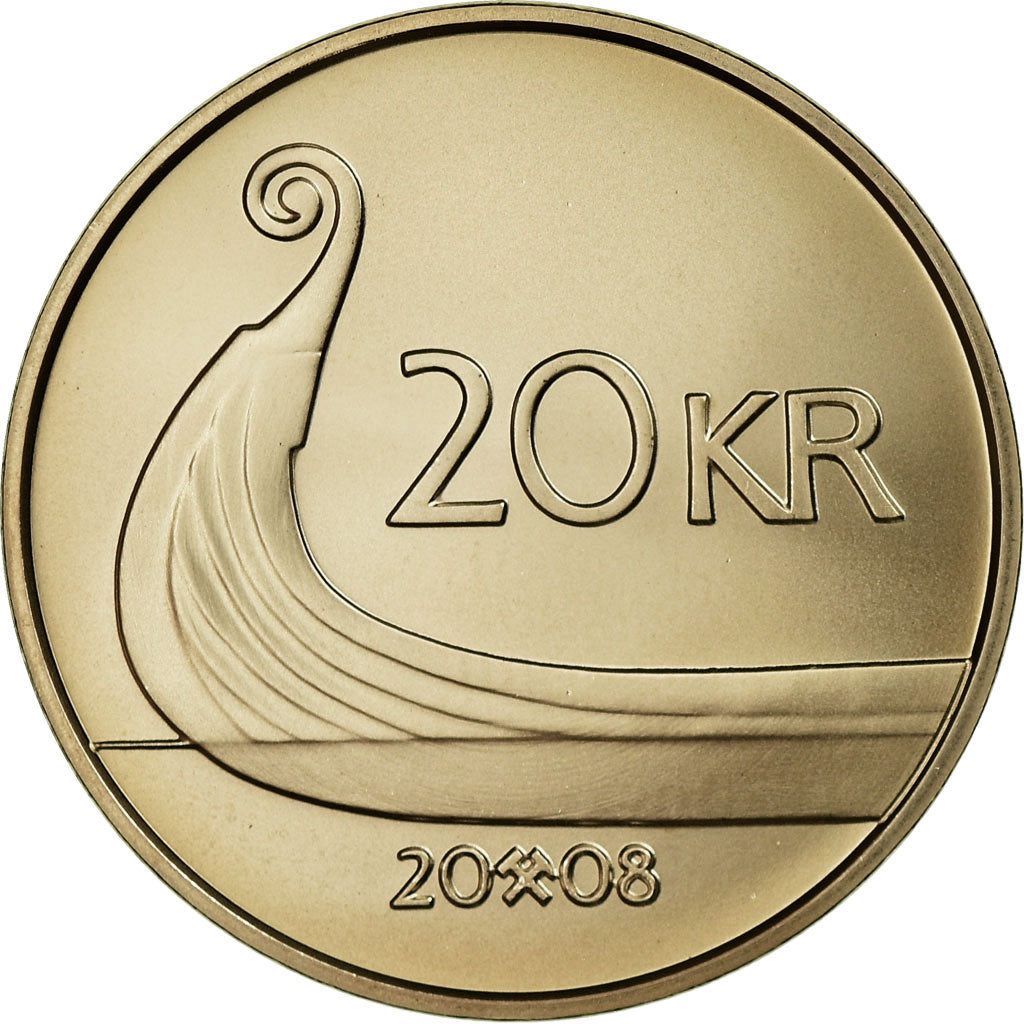 Münze, Norwegen, Harald V, 20 Kroner, 2008, STGL, Nickel-brass, KM:453