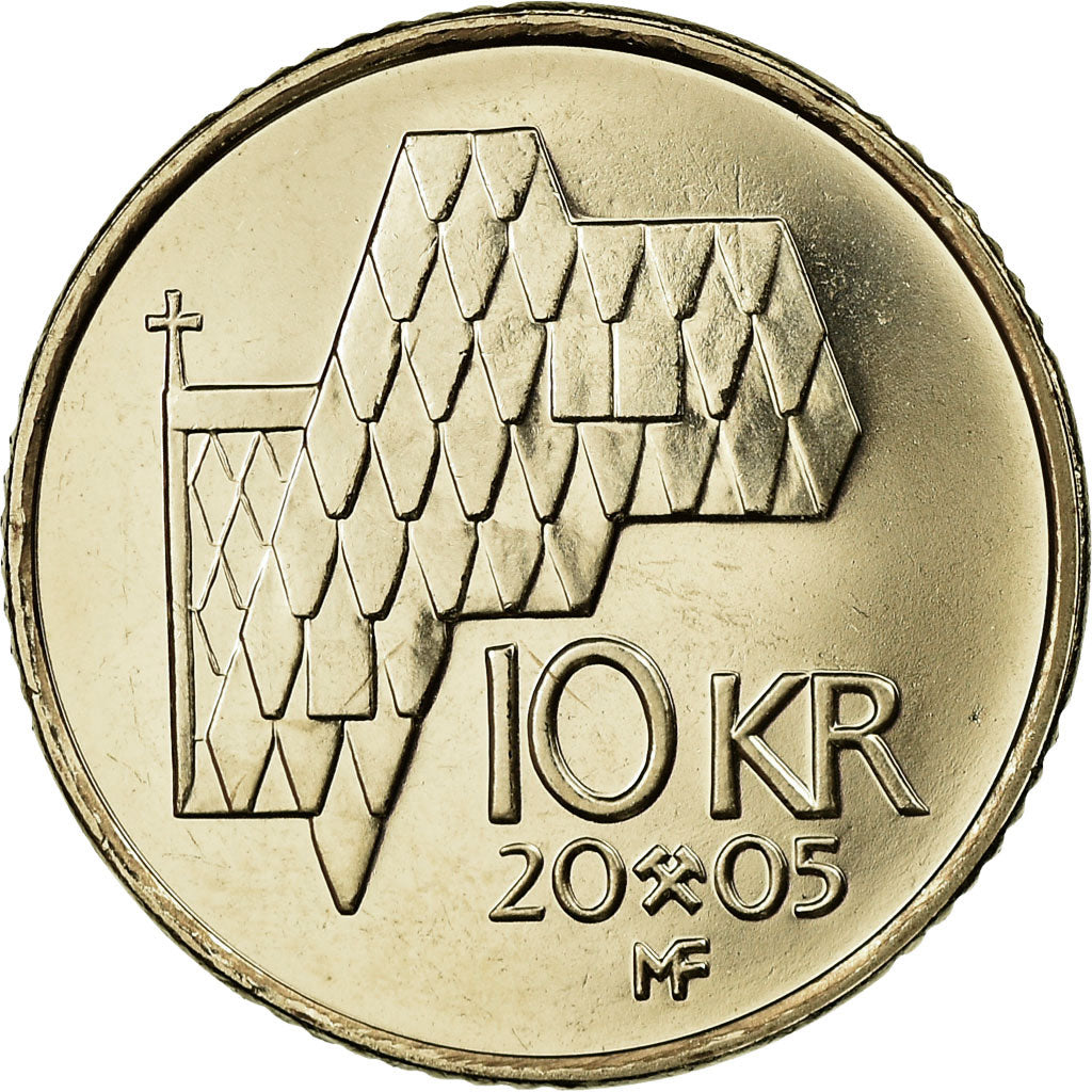 Coin, Norway, Harald V, 10 Kroner, 2005, MS(65-70), Nickel-brass, KM:457