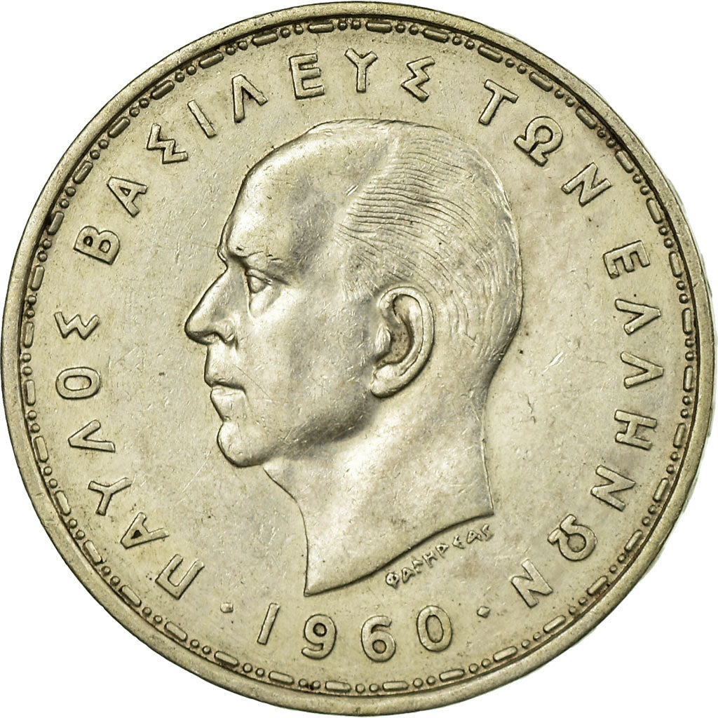 Coin, Greece, Paul I, 20 Drachmai, 1960, EF(40-45), Silver, KM:85