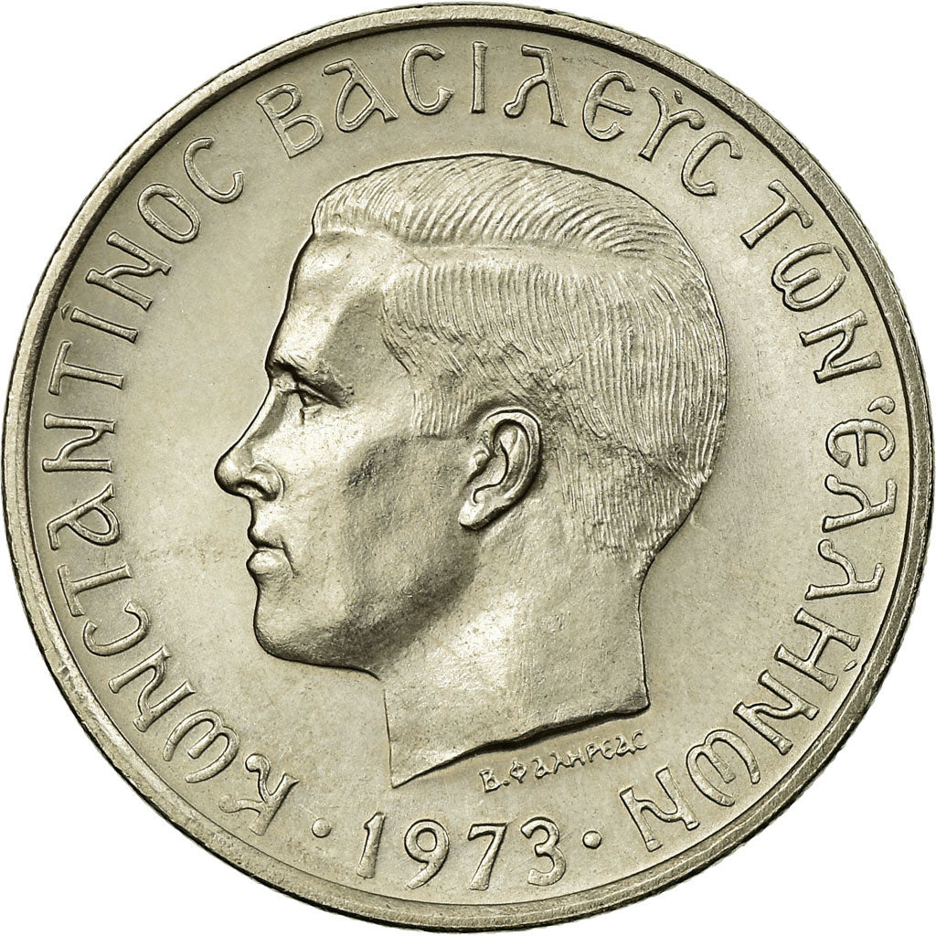 Coin, Greece, Constantine II, 5 Drachmai, 1973, AU(55-58), Copper-nickel, KM:100