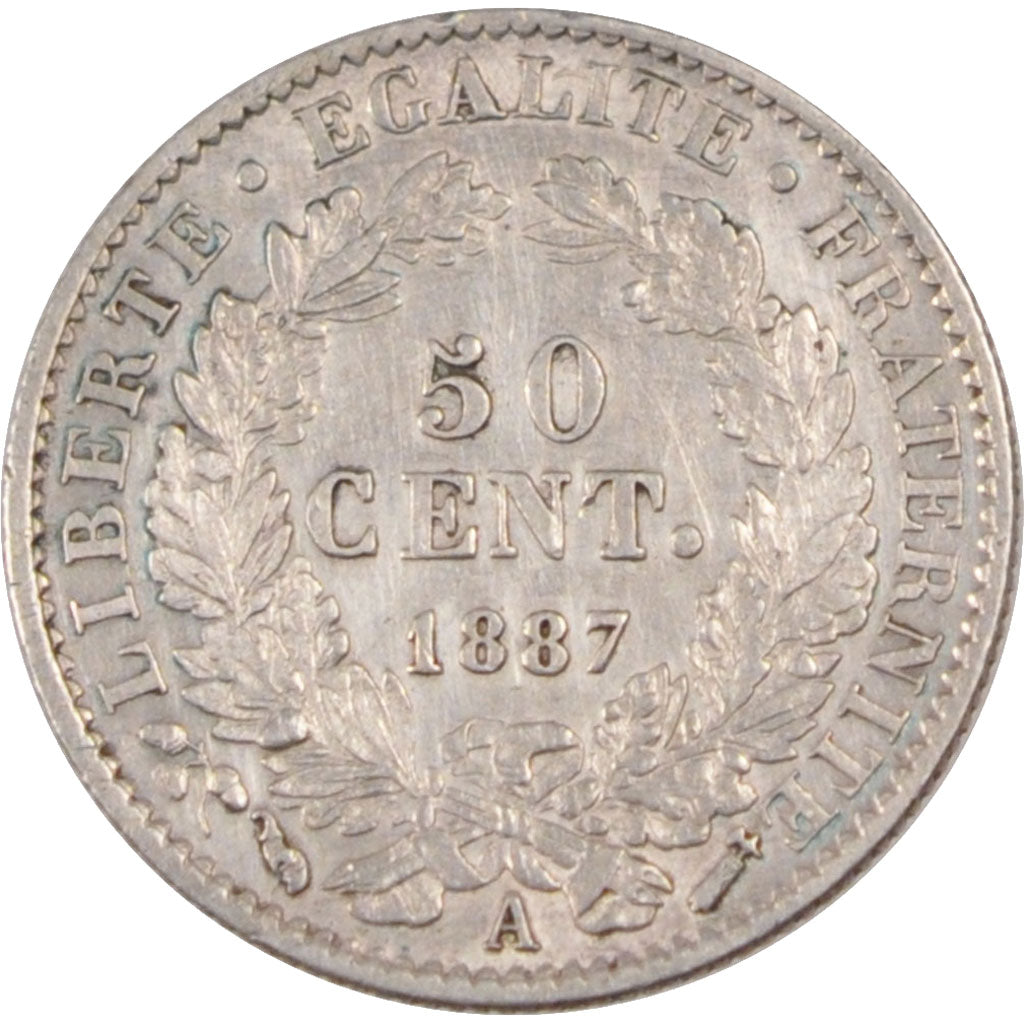 Coin, France, Cérès, 50 Centimes, 1887, Paris, AU(55-58), Silver, Gadoury:419a