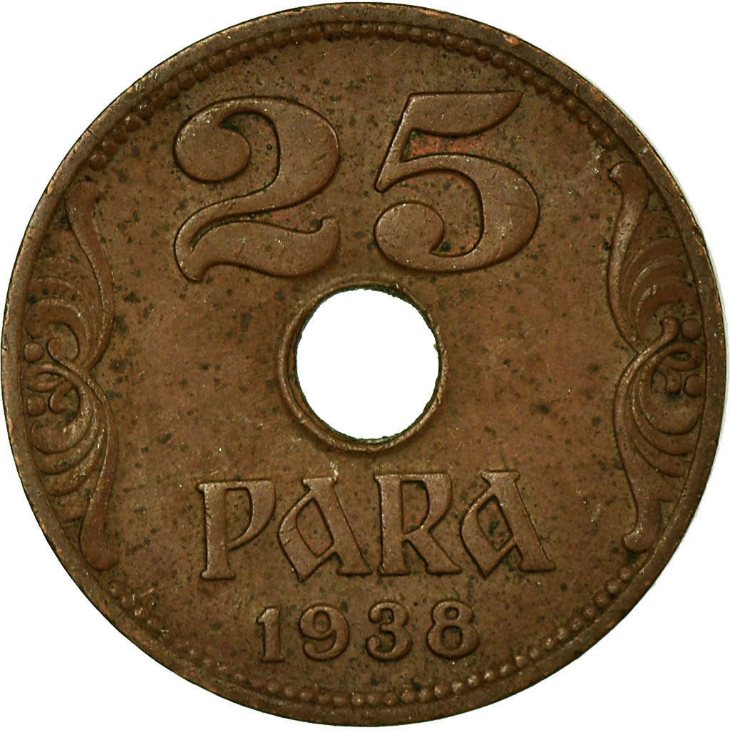 Coin, Yugoslavia, Petar II, 25 Para, 1938, EF(40-45), Bronze, KM:17