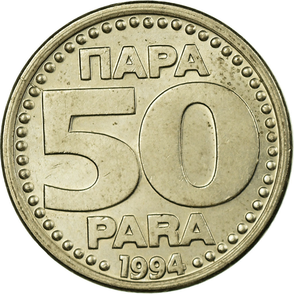 Coin, Yugoslavia, 50 Para, 1994, AU(55-58), Copper-Nickel-Zinc, KM:163