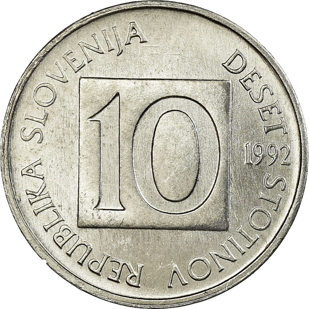 Coin, Slovenia, 10 Stotinov, 1992, AU(55-58), Aluminum, KM:7