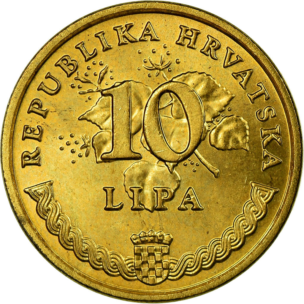 Coin, Croatia, 10 Lipa, 1993, EF(40-45), Brass plated steel, KM:6