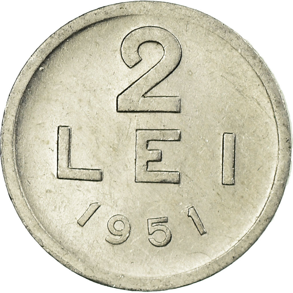 Coin, Romania, 2 Lei, 1951, EF(40-45), Aluminum, KM:79a