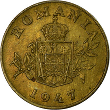 Coin, Romania, Mihai I, Leu, 1947, EF(40-45), Brass, KM:73