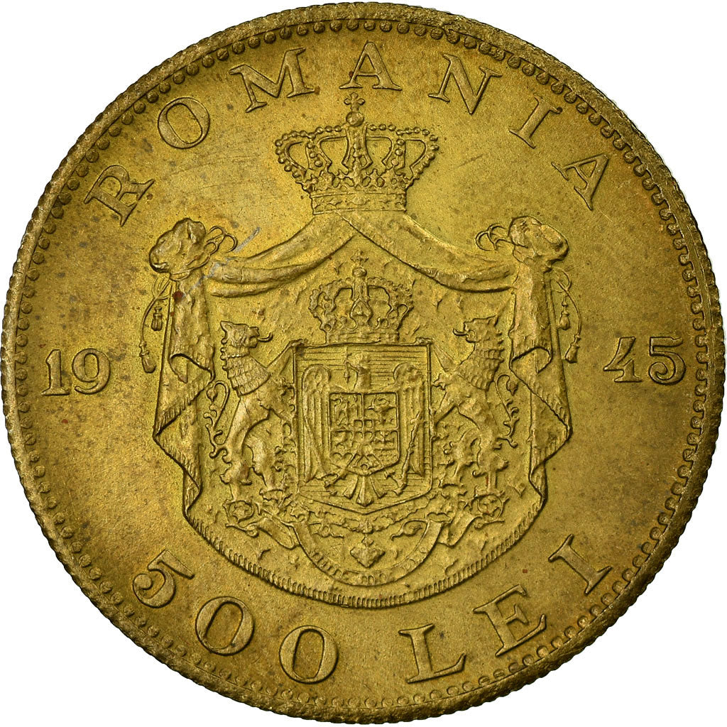 Coin, Romania, Mihai I, 500 Lei, 1945, EF(40-45), Brass, KM:67