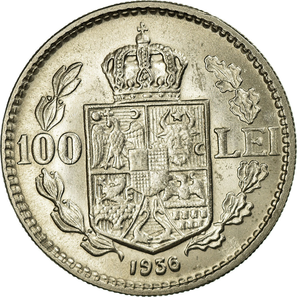 Coin, Romania, Carol II, 100 Lei, 1936, AU(50-53), Nickel, KM:54