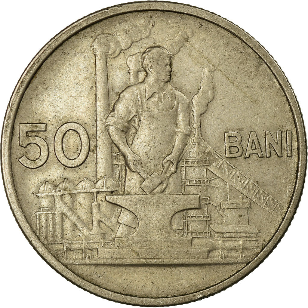 Moneta, Romania, 50 Bani, 1955, BB, Rame-nichel, KM:86
