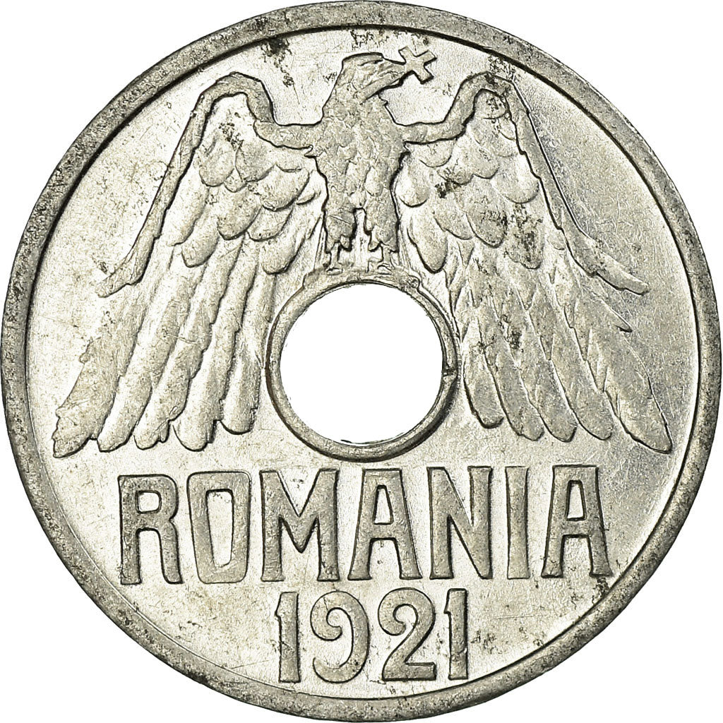 Moneda, Rumanía, Ferdinand I, 25 Bani, 1921, Huguenin Freres, MBC, Aluminio