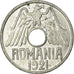 Moneda, Rumanía, Ferdinand I, 25 Bani, 1921, Huguenin Freres, MBC, Aluminio