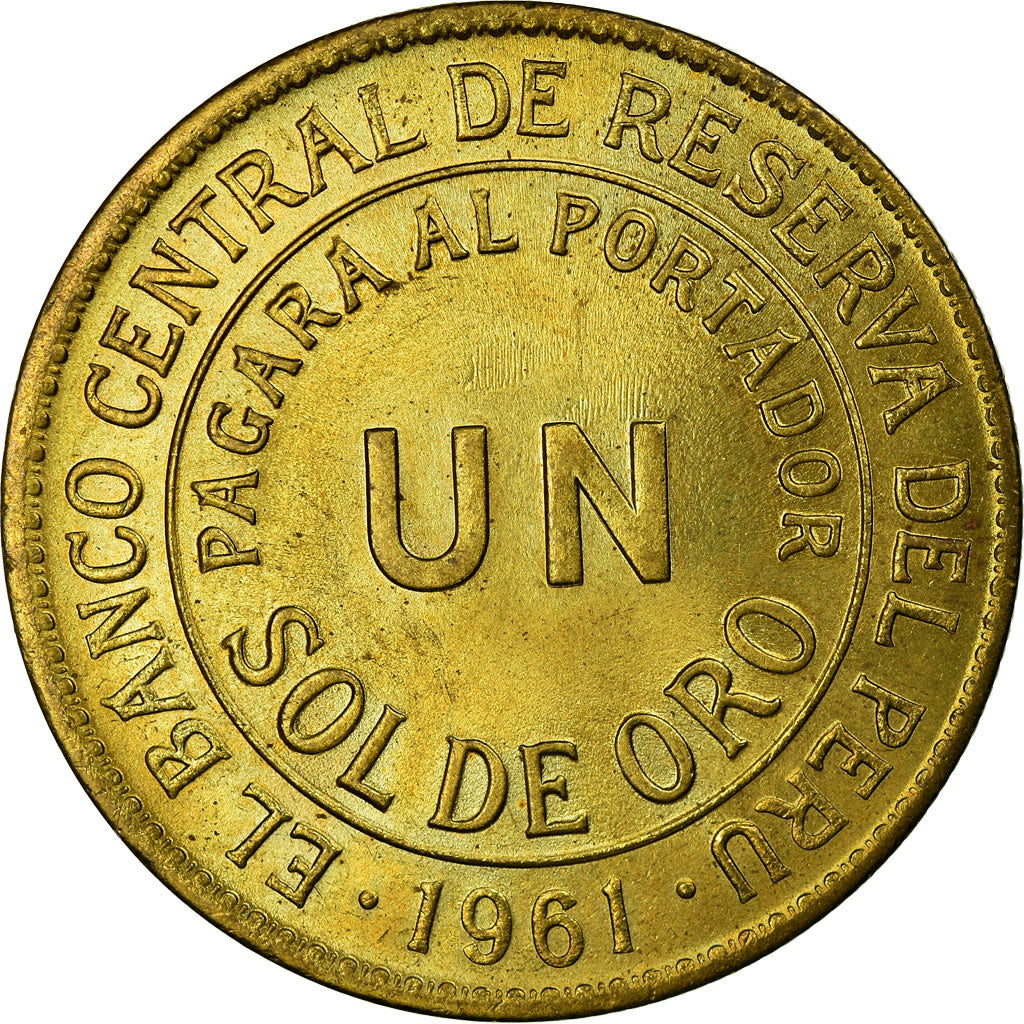 Moneta, Perù, Sol, 1961, SPL-, Ottone, KM:222