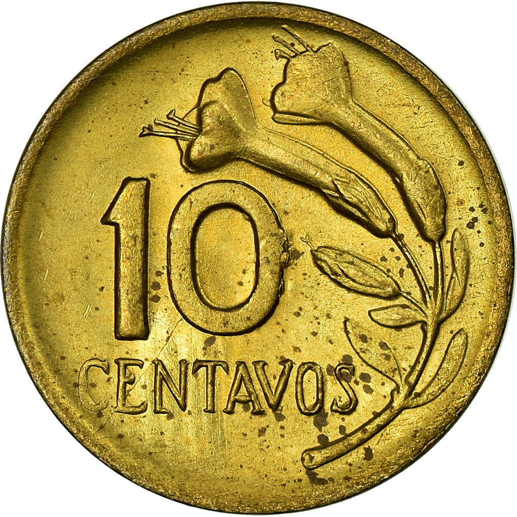 Moneda, Perú, 10 Centavos, 1970, MBC, Latón, KM:245.2
