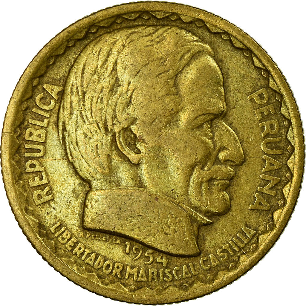 Moneta, Perù, 20 Centavos, 1954, MB+, Ottone, KM:234