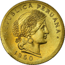 Coin, Peru, 20 Centavos, 1960, AU(55-58), Brass, KM:221.2b
