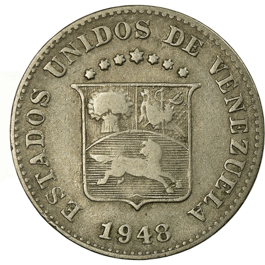 Coin, Venezuela, 5 Centimos, 1948, Philadelphia, VF(30-35), Copper-nickel