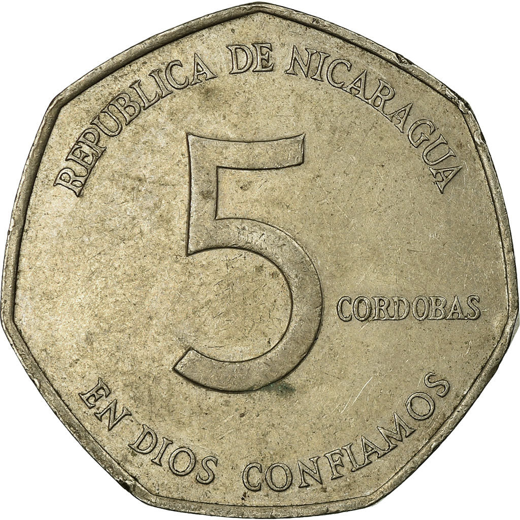 Coin, Nicaragua, 5 Cordobas, 1980, EF(40-45), Copper-nickel, KM:44