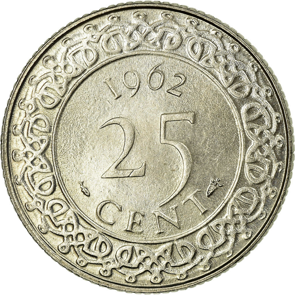 Coin, Surinam, 25 Cents, 1962, AU(55-58), Copper-nickel, KM:14