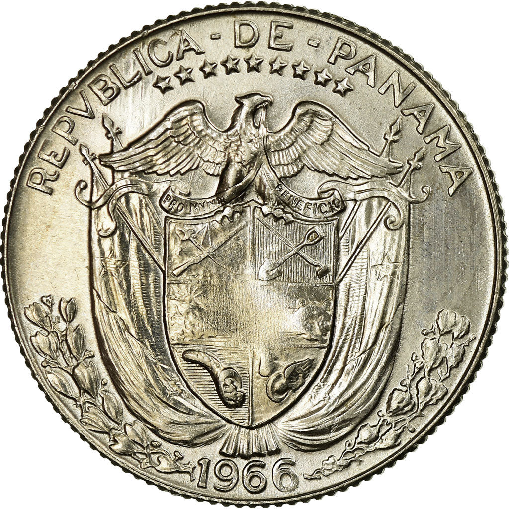 Coin, Panama, 1966 dates struck at US Mint in San Francisco., 1/4 Balboa, 1966