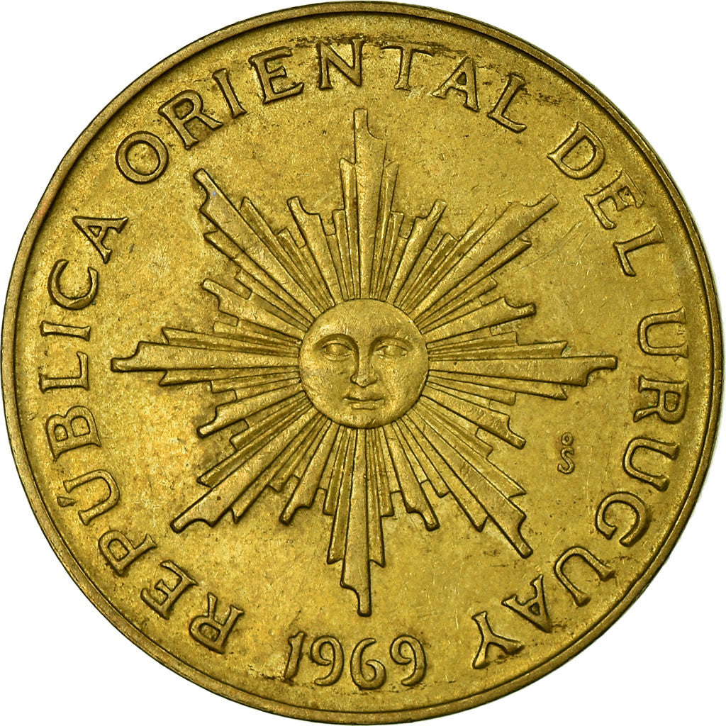 Coin, Uruguay, 10 Pesos, 1969, Santiago, EF(40-45), Aluminum-Bronze, KM:54