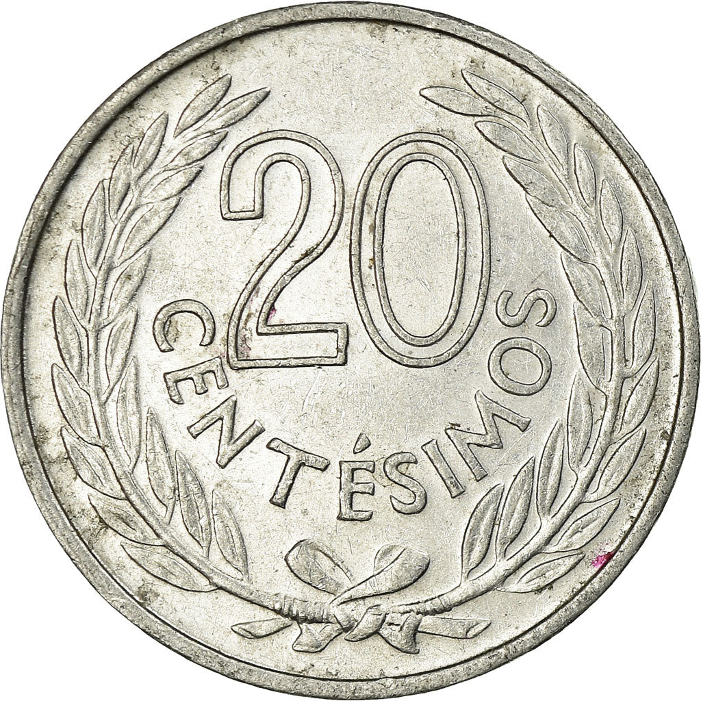 Coin, Uruguay, 20 Centesimos, 1965, Santiago, EF(40-45), Aluminum, KM:44