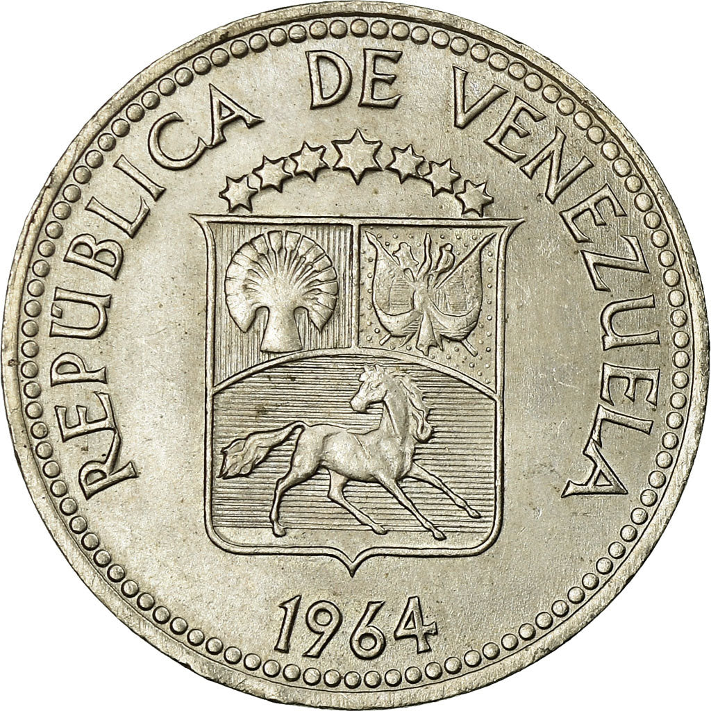 Coin, Venezuela, 5 Centimos, 1964, Madrid, AU(55-58), Copper-nickel, KM:38.2
