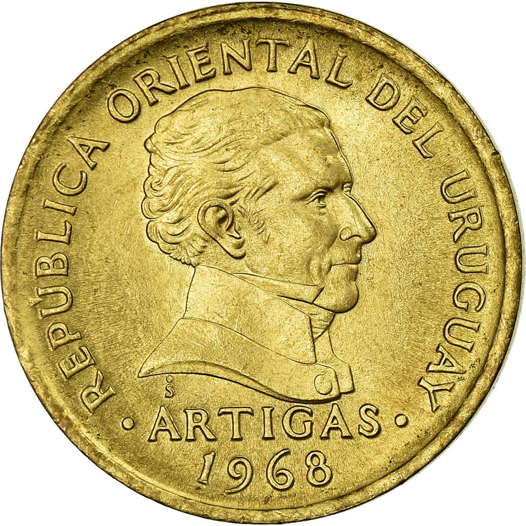 Coin, Uruguay, Peso, 1968, Santiago, AU(55-58), Nickel-brass, KM:49
