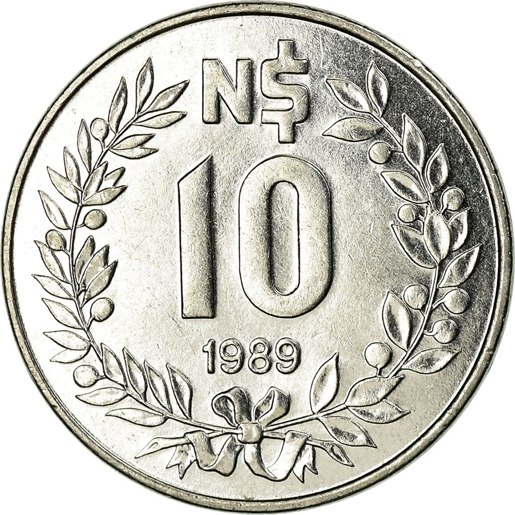 Monnaie, Uruguay, 10 Nuevos Pesos, 1989, Paris, SUP, Stainless Steel, KM:93