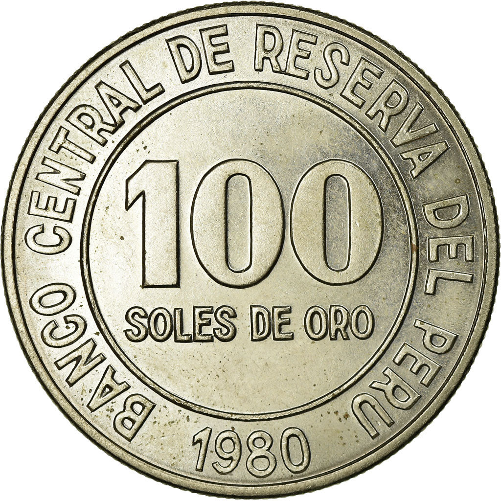 Moneda, Perú, 100 Soles, 1980, SC, Cobre - níquel, KM:283